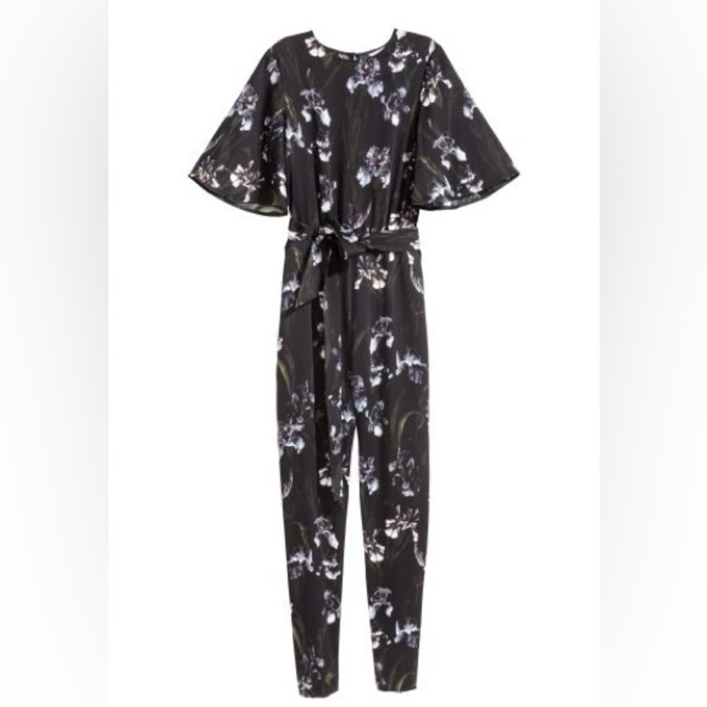 H&M Black Floral Jumpsuit